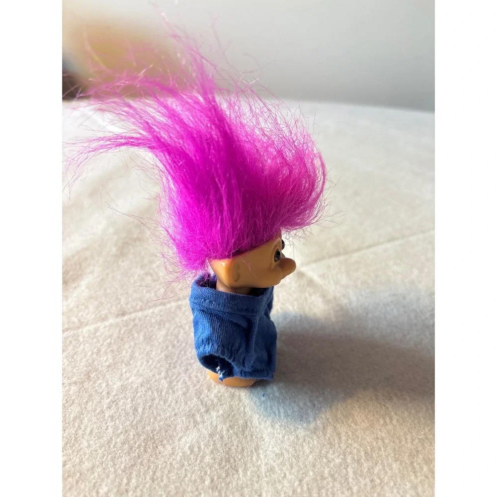 Russ Troll Doll‎ Purple Hair Blue Shirt Vintage Collectible Toy